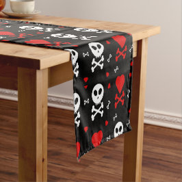 Gefahr Beängstigender Schädelmuster Kurzer Tischläufer