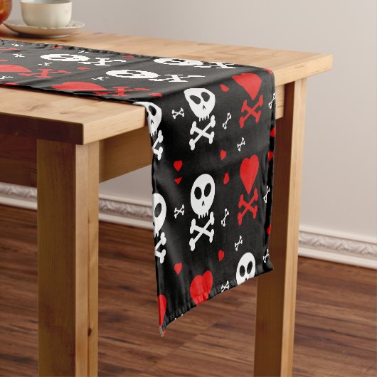 Gefahr Beängstigender Schädelmuster Kurzer Tischläufer (Beispiel)