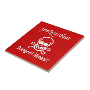 Gefahr!! Bergwerke!! ☠ kambodschanisches Fliese