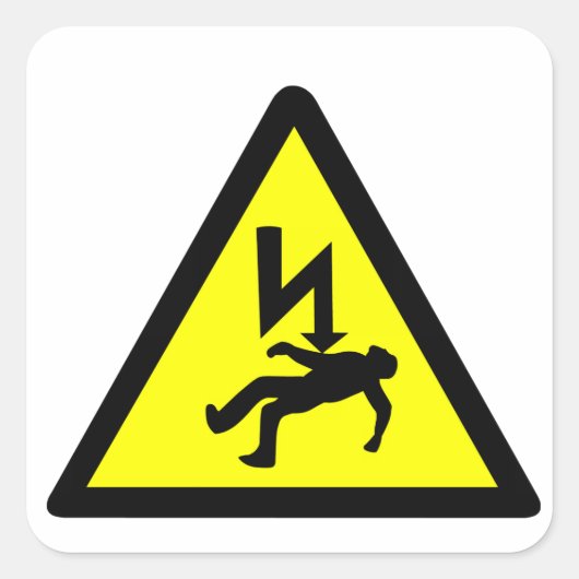 Gefahr eines elektrischen Schocksymbols Quadratischer Aufkleber (Vorderseite)
