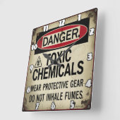 Gefahr: Giftige Chemikalien, Schutzgetriebe Quadratische Wanduhr (Winkel)