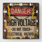 Gefahr: Hohe Spannung, elektrische Gefahr Quadratische Wanduhr (Vorderseite)