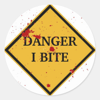 GEFAHR: ICH BEISSE! RUNDER AUFKLEBER