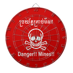 Gefahr! Minen! ☠ Cambodian Khmer Sign ☠ Dartscheibe