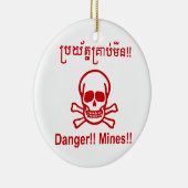 Gefahr! Minen! ☠ Cambodian Khmer Sign ☠ Keramik Ornament (Rechts)