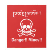 Gefahr! Minen! ☠ Cambodian Khmer Sign ☠ Notizblock (Vorderseite)