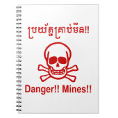 Gefahr! Minen! ☠ Cambodian Khmer Sign ☠ Notizblock (Vorderseite)