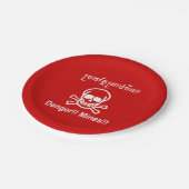 Gefahr! Minen! ☠ Cambodian Khmer Sign ☠ Pappteller (Schrägansicht)