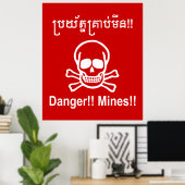 Gefahr! Minen! ☠ Cambodian Khmer Sign ☠ Poster (Heimbüro)