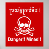 Gefahr! Minen! ☠ Cambodian Khmer Sign ☠ Poster (Vorne)