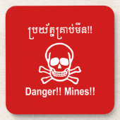 Gefahr! Minen! ☠ Cambodian Khmer Sign ☠ Untersetzer (Vorderseite)