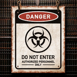Gefahr NICHT BETRETEN rostiges Schild & Biohazard-