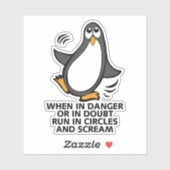 Gefahr oder Zweifel Funny Pinguin Contour Cut Aufkleber (Blatt)