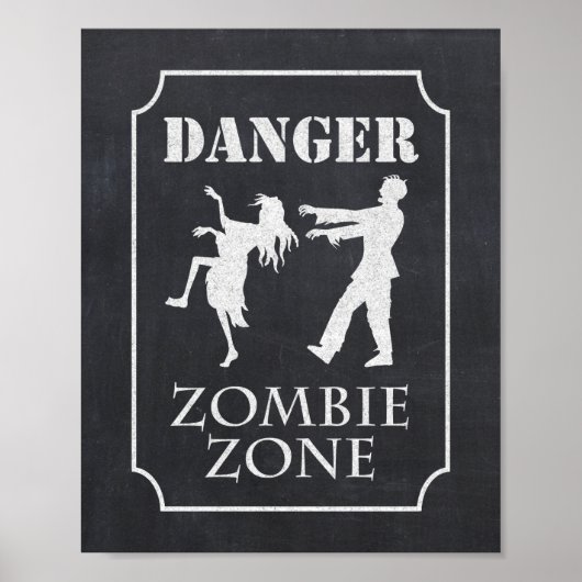 Gefahr Zombie-Zone-Halloween-Party-Halbpensionssch Poster (Vorne)