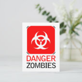 Gefahr Zombies Postkarte (Stehend Vorderseite)