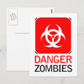 Gefahr Zombies Postkarte (Vorne/Hinten)
