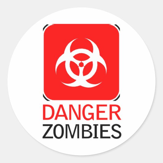 Gefahr Zombies Runder Aufkleber (Vorderseite)