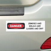 GEFAHR: ZOMBIES UND NINJAS UND LASER AUTOAUFKLEBER (Auf Auto)