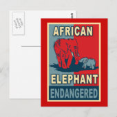 Gefährdete afrikanische Elefanten-Pop Art Tshirts Postkarte (Vorne/Hinten)