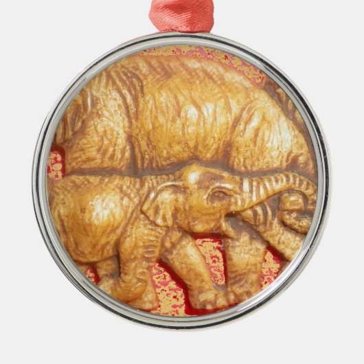 Gefährdete afrikanische Mara-Elefanten Ornament Aus Metall (Vorne)