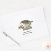 Gefährdete handbemalte Hawksbill-Schildkröte Runder Aufkleber (Umschlag)