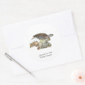 Gefährdete handbemalte Hawksbill-Schildkröte Runder Aufkleber (Umschlag)