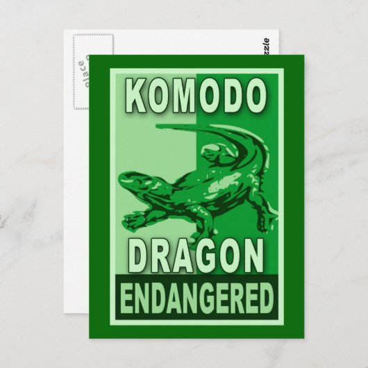 Gefährdete Komodo Dragon Pop Art Tshirts Postkarte (Vorne/Hinten)