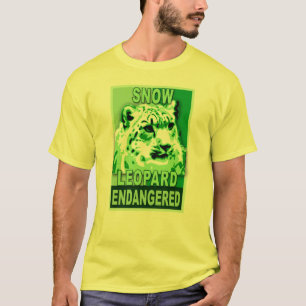 Gefährdete Schnee-Leopard-Pop-Kunst-T-Shirts T-Shirt
