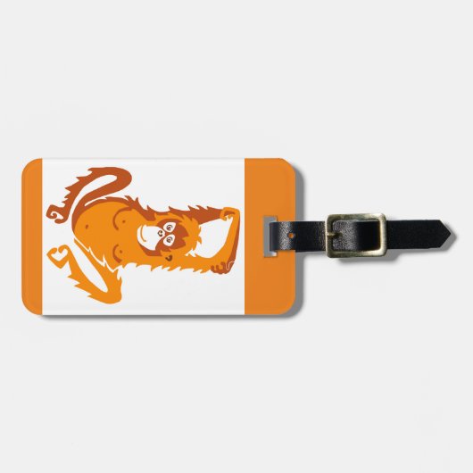 Gefährdete Tiere - ORANGUTAN - Ape - Primat Orange Gepäckanhänger (Vorderseite horizontal)
