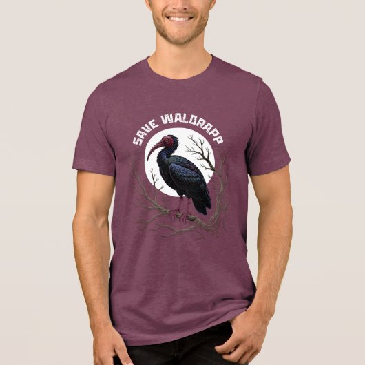 Gefährdete Vögel: Waldrapp oder Kahler Ibis Tri-Blend Shirt (Vorderseite)