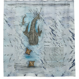 gefährdete Whale-Hai-Wasserfarben Duschvorhang