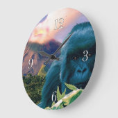 Gefährdeter Berggorilla & Afrikanischer Vulkan Große Wanduhr (Winkel)