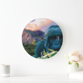 Gefährdeter Berggorilla & Afrikanischer Vulkan Große Wanduhr (Zuhause)
