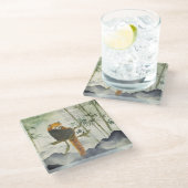 Gefährdeter Niedlicher, handgemalter Roter Panda Glasuntersetzer (Schrägansicht)