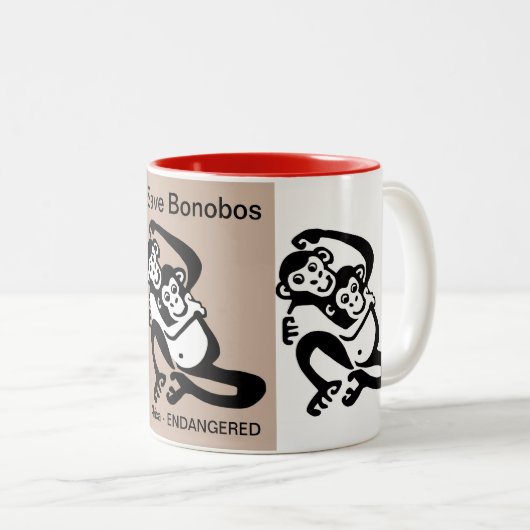 gefährdetes Tier - Gerettet BONOBOS - Schimpansen  Zweifarbige Tasse (VorderseiteRechts)
