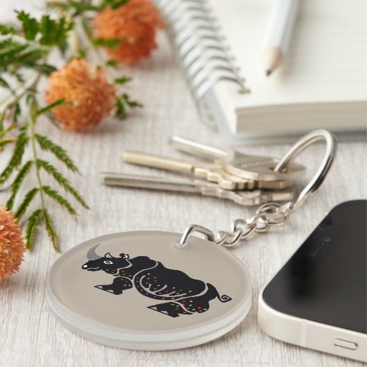 gefährdetes Tier - RHINOCEROS - wild lebende Tiere Schlüsselanhänger (Vorderseite rechts)