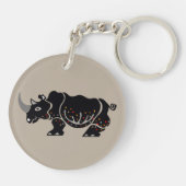 gefährdetes Tier - RHINOCEROS - wild lebende Tiere Schlüsselanhänger (Rückseite)