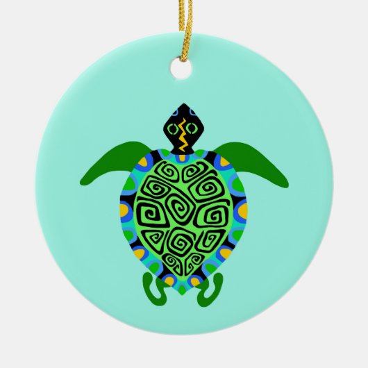 gefährdetes Tier - See TURTLE - Wildtiere - Aqua Keramik Ornament (Vorne)