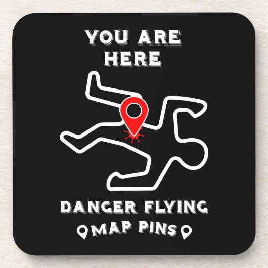 Gefahren beim Flying Map-Button Getränkeuntersetzer (Vorderseite)