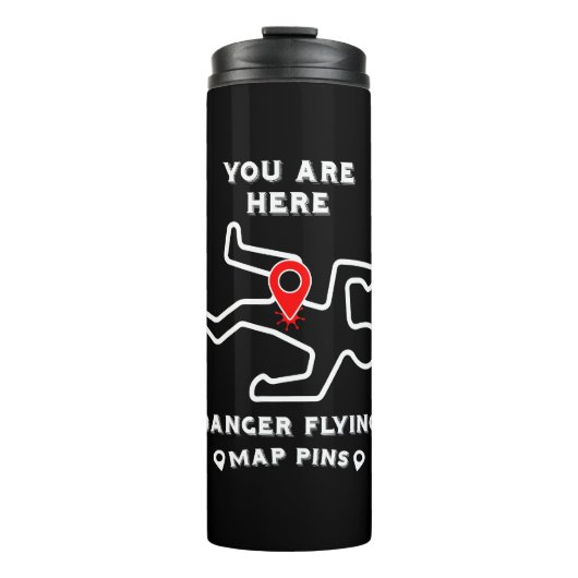 Gefahren beim Flying Map-Button Thermosbecher (Vorderseite)
