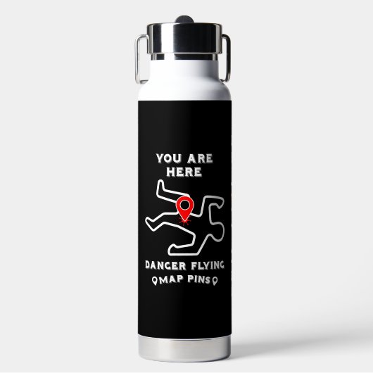 Gefahren beim Flying Map-Button Trinkflasche (Vorderseite)