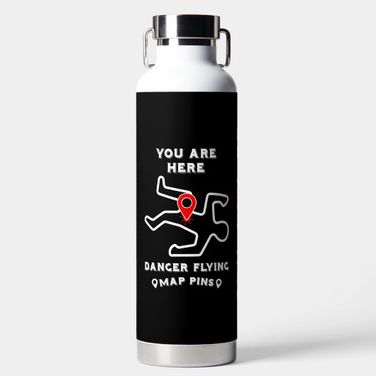 Gefahren beim Flying Map-Button Trinkflasche (Vorderseite)