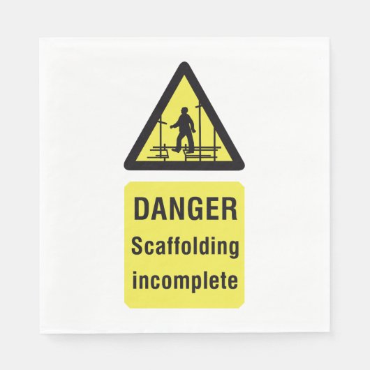 Gefahren beim Gerüst unvollständiger Standortwarnu Serviette (Vorderseite)