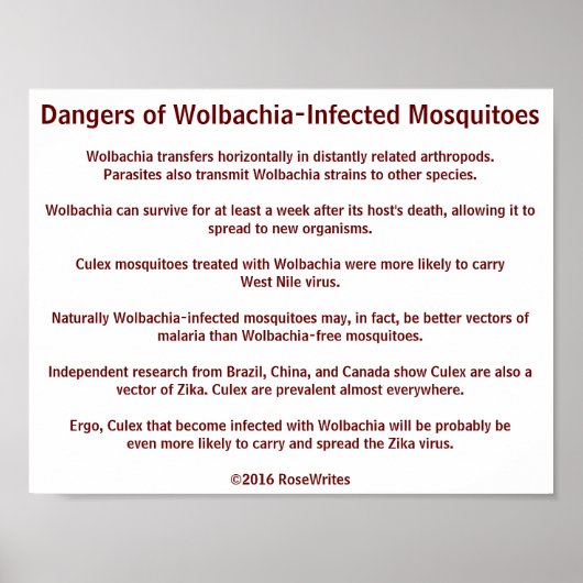 Gefahren der Wolbachia-Moskitos durch RoseWrites Poster (Vorne)