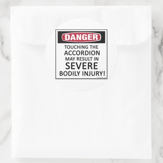 Gefahrenakkordion Runder Aufkleber (Tasche)