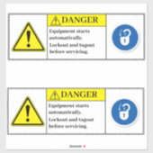 Gefahrenausrüstung wird automatisch mit der Kennze Aufkleber (Blatt)