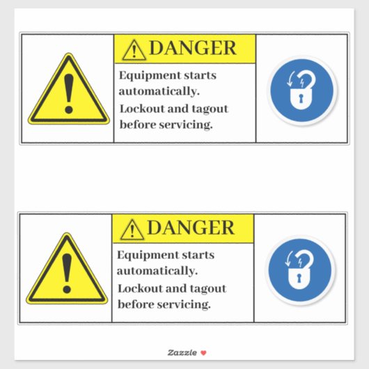 Gefahrenausrüstung wird automatisch mit der Kennze Aufkleber (Blatt)