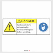 Gefahrenausrüstung wird automatisch mit der Kennze Aufkleber (Blatt)