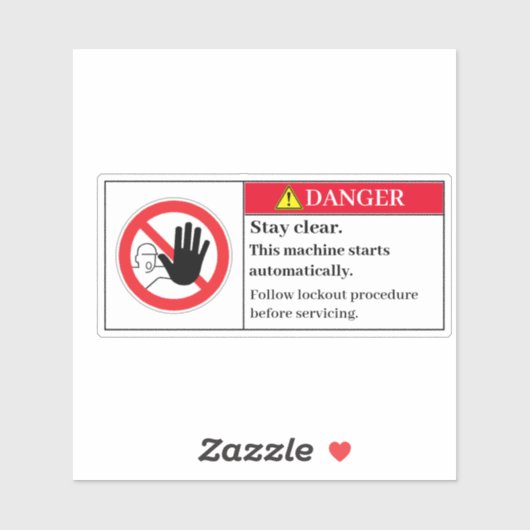 Gefahrenhinweis Bleibe Aufkleber (Blatt)