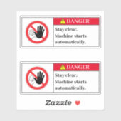 Gefahrenhinweis Bleibe Aufkleber (Blatt)